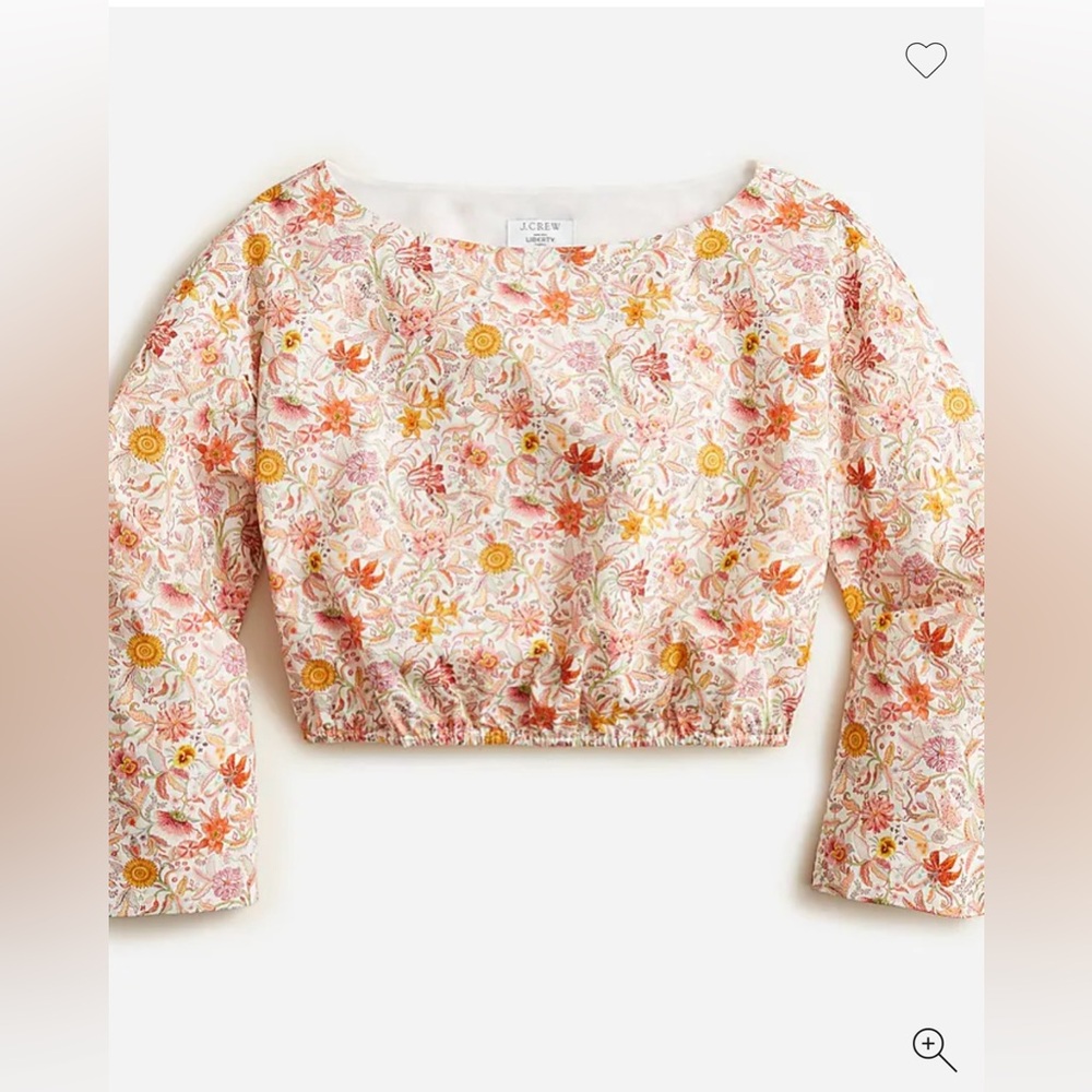 J. Crew bell sleeve organic cotton crop top in garden of life fabric size M